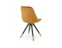 Chaise design HAMILTON en velours moutarde et pieds en bois noir