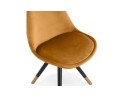 Chaise design HAMILTON en velours moutarde et pieds en bois noir