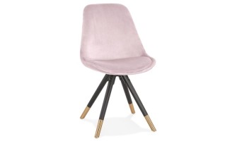 CH04390PIBL 5404028318638 Chaise design HAMILTON en velours rose et pieds en bois noir