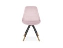 Chaise design HAMILTON en velours rose et pieds en bois noir