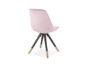 Chaise design HAMILTON en velours rose et pieds en bois noir