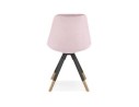 Chaise design HAMILTON en velours rose et pieds en bois noir