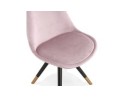 Chaise design HAMILTON en velours rose et pieds en bois noir