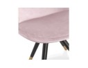 Chaise design HAMILTON en velours rose et pieds en bois noir