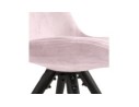 Chaise design HAMILTON en velours rose et pieds en bois noir