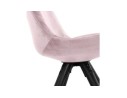 Chaise design HAMILTON en velours rose et pieds en bois noir