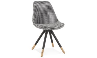 CH04400DIBL 5404028318652 Chaise design HAMILTON en tissu pied de poule et pieds en bois noir