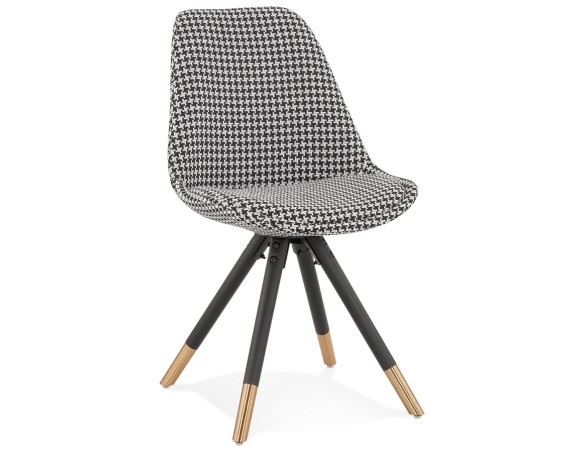 CH04400DIBL 5404028318652 Chaise design HAMILTON en tissu pied de poule et pieds en bois noir