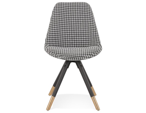 Chaise design HAMILTON en tissu pied de poule et pieds en bois noir