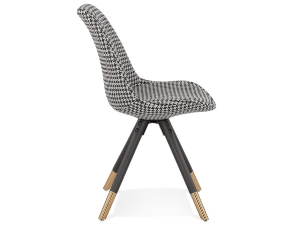 Chaise design HAMILTON en tissu pied de poule et pieds en bois noir