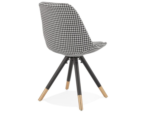 Chaise design HAMILTON en tissu pied de poule et pieds en bois noir