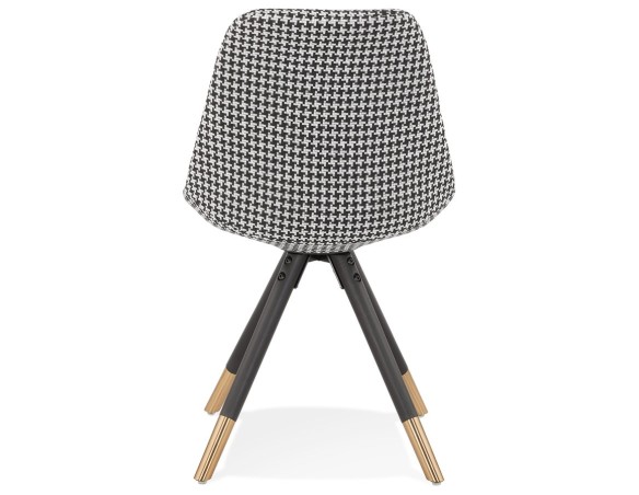 Chaise design HAMILTON en tissu pied de poule et pieds en bois noir
