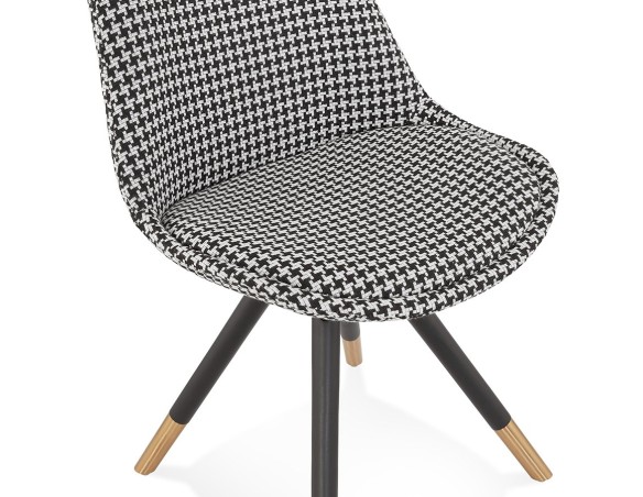 Chaise design HAMILTON en tissu pied de poule et pieds en bois noir