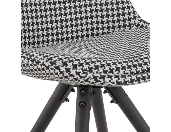 Chaise design HAMILTON en tissu pied de poule et pieds en bois noir