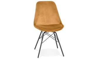 CH04530MUBL 5404028318911 Chaise design ZAZY en velours moutarde et pieds en métal noir