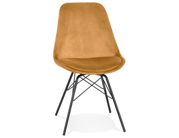 CH04530MUBL 5404028318911 Chaise design ZAZY en velours moutarde et pieds en métal noir