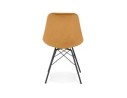 Chaise design ZAZY en velours moutarde et pieds en métal noir