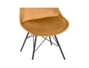 Chaise design ZAZY en velours moutarde et pieds en métal noir