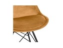 Chaise design ZAZY en velours moutarde et pieds en métal noir