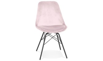 CH04540PIBL 5404028318935 Chaise design ZAZY en velours rose et pieds en métal noir