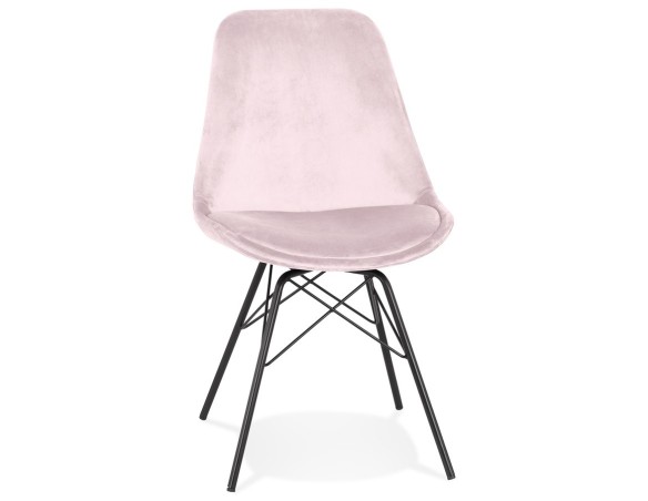 CH04540PIBL 5404028318935 Chaise design ZAZY en velours rose et pieds en métal noir