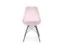Chaise design ZAZY en velours rose et pieds en métal noir