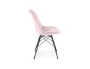 Chaise design ZAZY en velours rose et pieds en métal noir