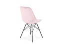 Chaise design ZAZY en velours rose et pieds en métal noir