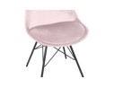 Chaise design ZAZY en velours rose et pieds en métal noir