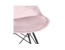 Chaise design ZAZY en velours rose et pieds en métal noir