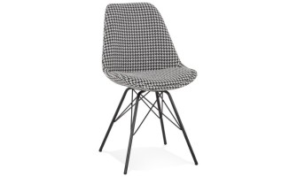 CH04550DIBL 5404028318959 Chaise design ZAZY en tissu pied de poule et pieds en métal noir