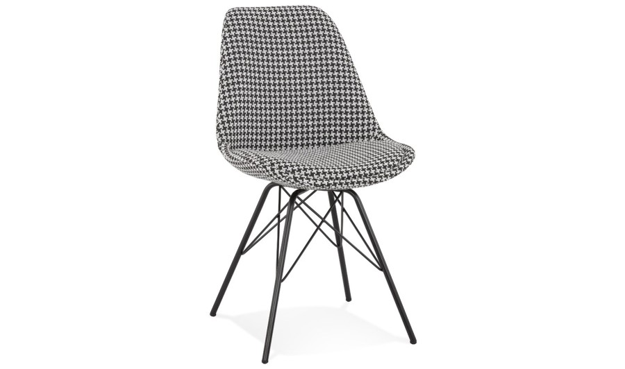 CH04550DIBL 5404028318959 Chaise design ZAZY en tissu pied de poule et pieds en métal noir CH04550DIBL 5404028318959 Chaise design ZAZY en tissu pied de poule et pieds en métal noir