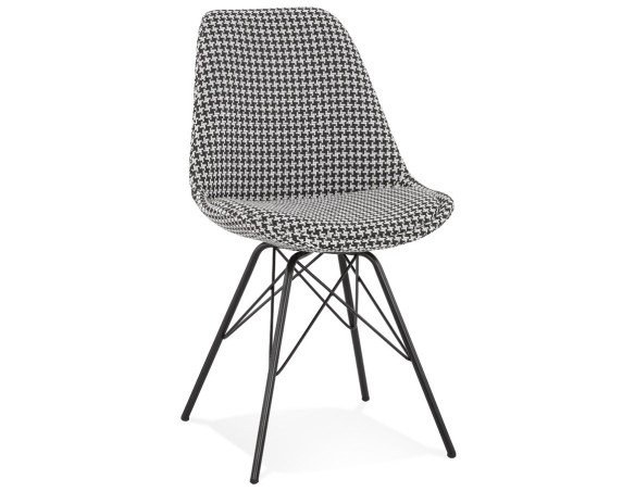 CH04550DIBL 5404028318959 Chaise design ZAZY en tissu pied de poule et pieds en métal noir