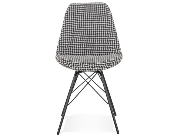 Chaise design ZAZY en tissu pied de poule et pieds en métal noir