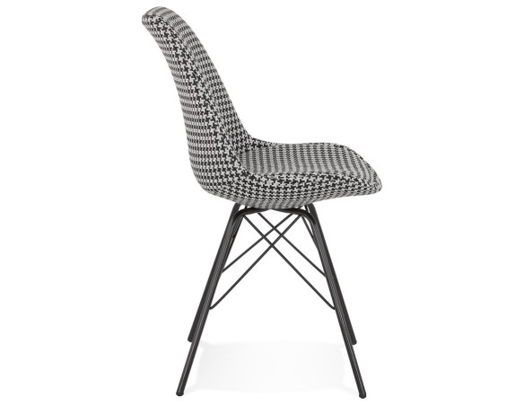 Chaise design ZAZY en tissu pied de poule et pieds en métal noir