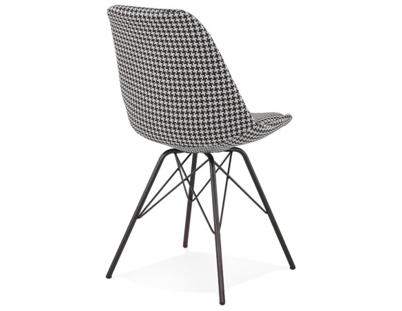 Chaise design ZAZY en tissu pied de poule et pieds en métal noir