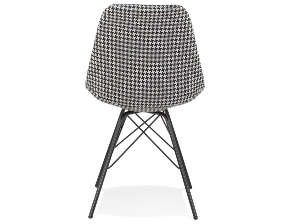 Chaise design ZAZY en tissu pied de poule et pieds en métal noir
