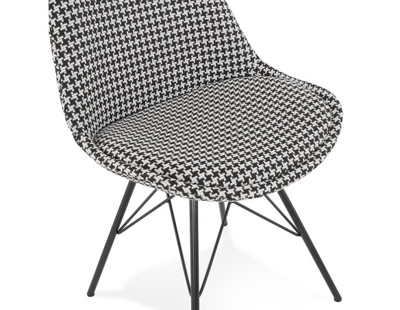 Chaise design ZAZY en tissu pied de poule et pieds en métal noir