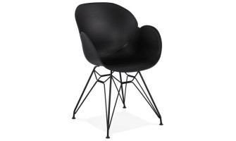 AC01480BL 5420072044194 Chaise design SATELIT noire style industriel avec pieds en métal noir
