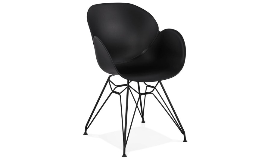 AC01480BL 5420072044194 Chaise design SATELIT noire style industriel avec pieds en métal noir AC01480BL 5420072044194 Chaise design SATELIT noire style industriel avec pieds en métal noir