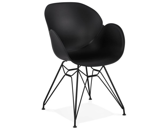 AC01480BL 5420072044194 Chaise design SATELIT noire style industriel avec pieds en métal noir