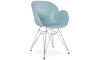 AC01750BU 5420072055176 Chaise moderne UNAMI bleue en matière plastique avec pieds en métal chromé