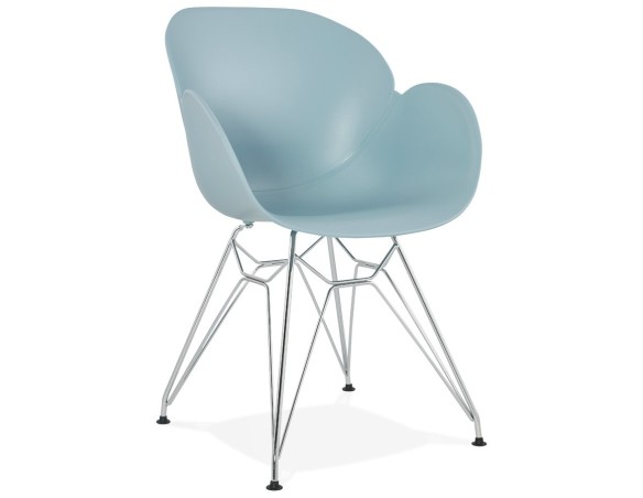 AC01750BU 5420072055176 Chaise moderne UNAMI bleue en matière plastique avec pieds en métal chromé