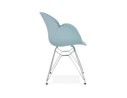 Chaise moderne UNAMI bleue en matière plastique avec pieds en métal chromé