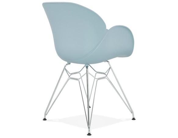 Chaise moderne UNAMI bleue en matière plastique avec pieds en métal chromé
