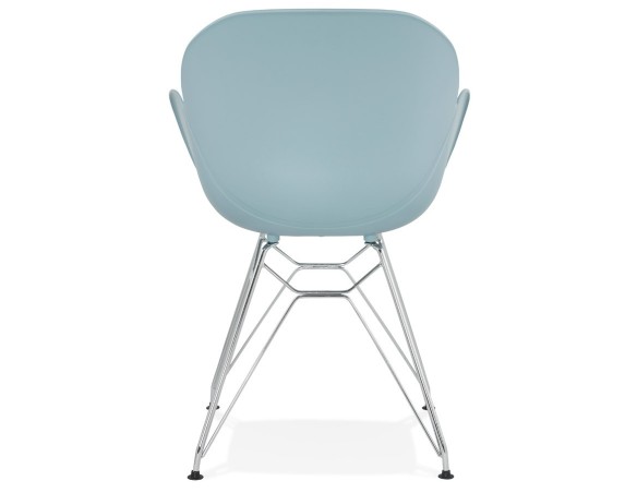 Chaise moderne UNAMI bleue en matière plastique avec pieds en métal chromé