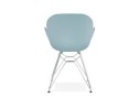 Chaise moderne UNAMI bleue en matière plastique avec pieds en métal chromé