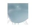 Chaise moderne UNAMI bleue en matière plastique avec pieds en métal chromé