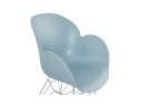 Chaise moderne UNAMI bleue en matière plastique avec pieds en métal chromé