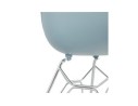 Chaise moderne UNAMI bleue en matière plastique avec pieds en métal chromé